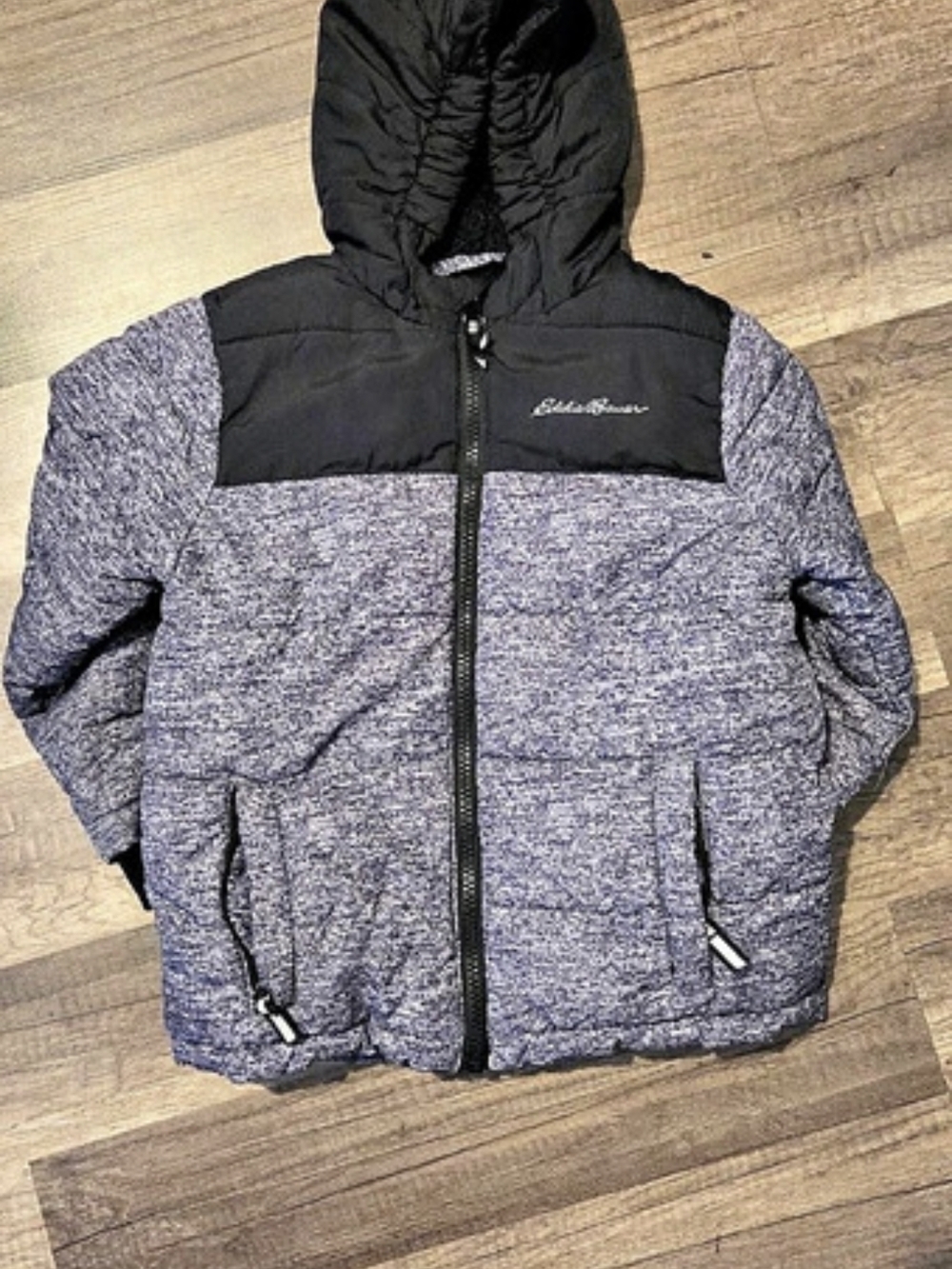Eddie Bauer Kids Hooded Abstract Jacket in Gray & Black